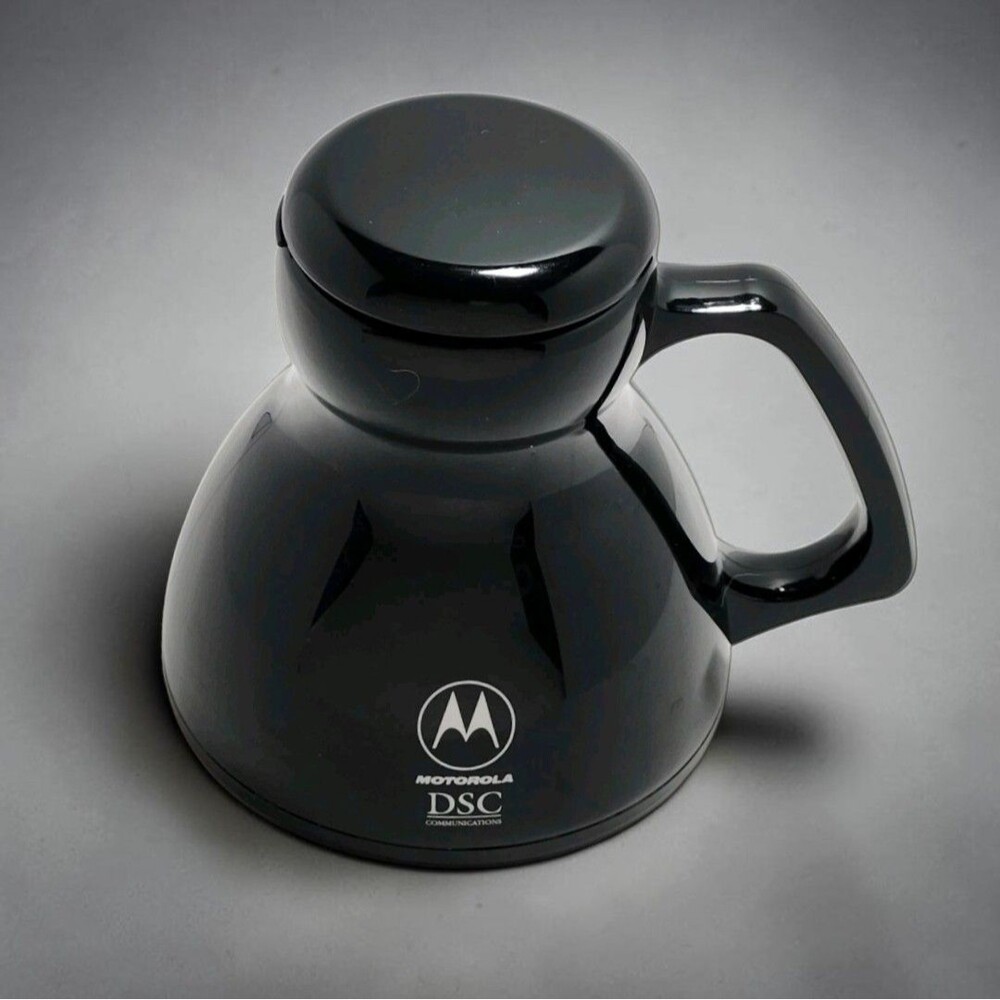 Vintage Motorola DSC Communications Switch Evolution Travel Mug Black With Lid